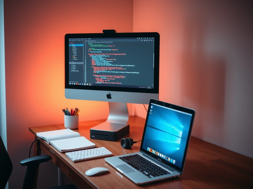 Editorial shot of a developer's workspace